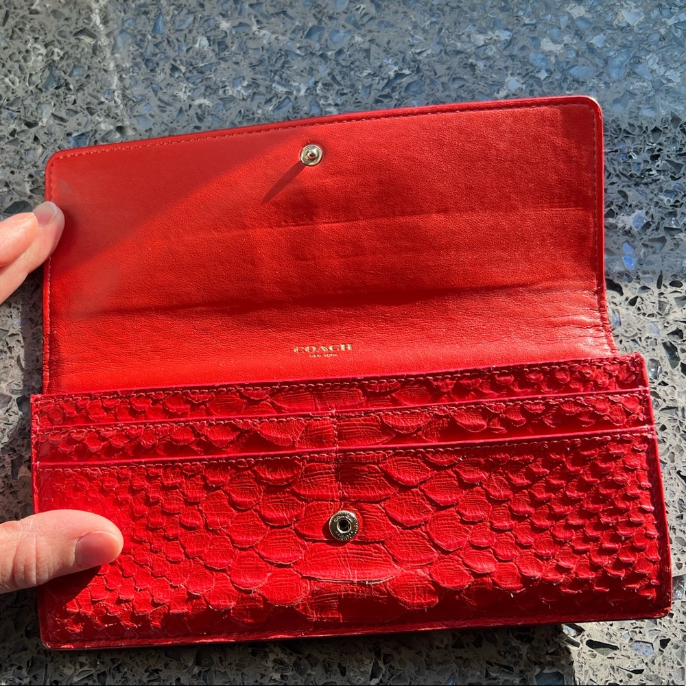 Coach Red Python Embossed Wallet - Picture 3 of 11